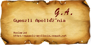 Gyeszli Apollónia névjegykártya